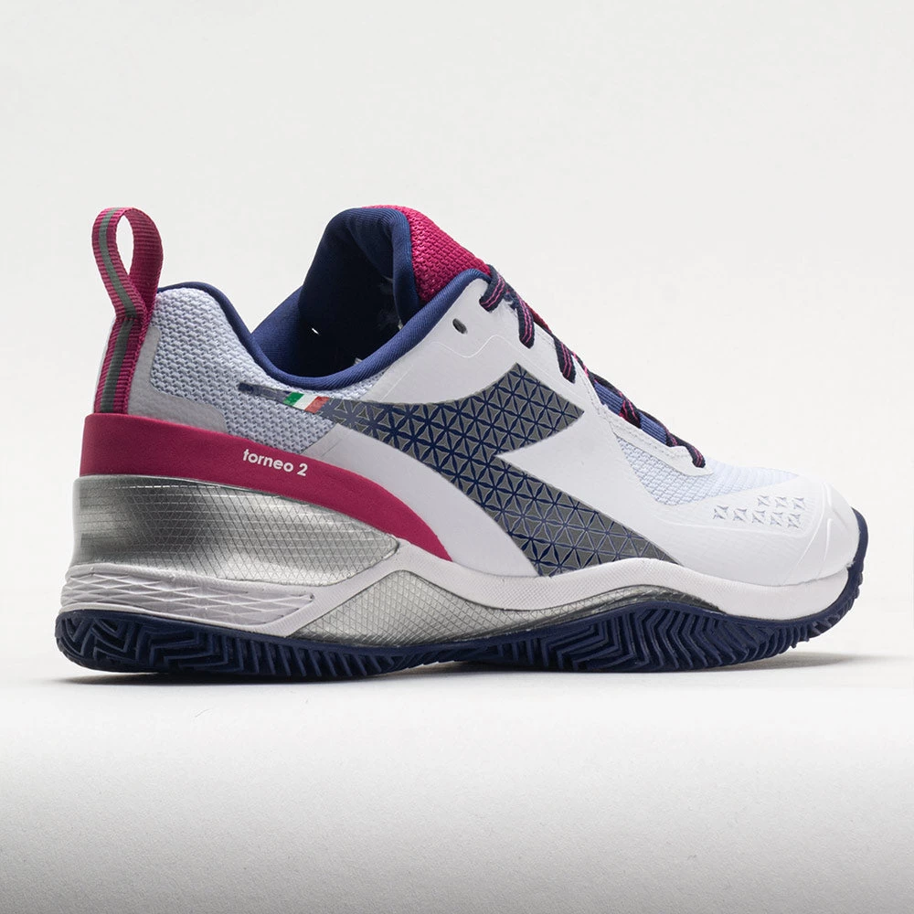 Diadora Blushield Torneo 2 Clay Women's White/Blueprint/Pink Yarrow 6 Diadora Blushield Torneo 2 Clay Women's White/Blueprint/Pink Yarrow - Image 6