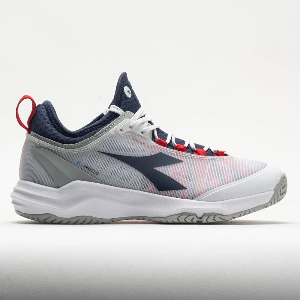 Diadora Blushield Fly 4+ Men's White/Blue Corsair/Fiery Red 1 Diadora Blushield Fly 4+ Men's White/Blue Corsair/Fiery Red