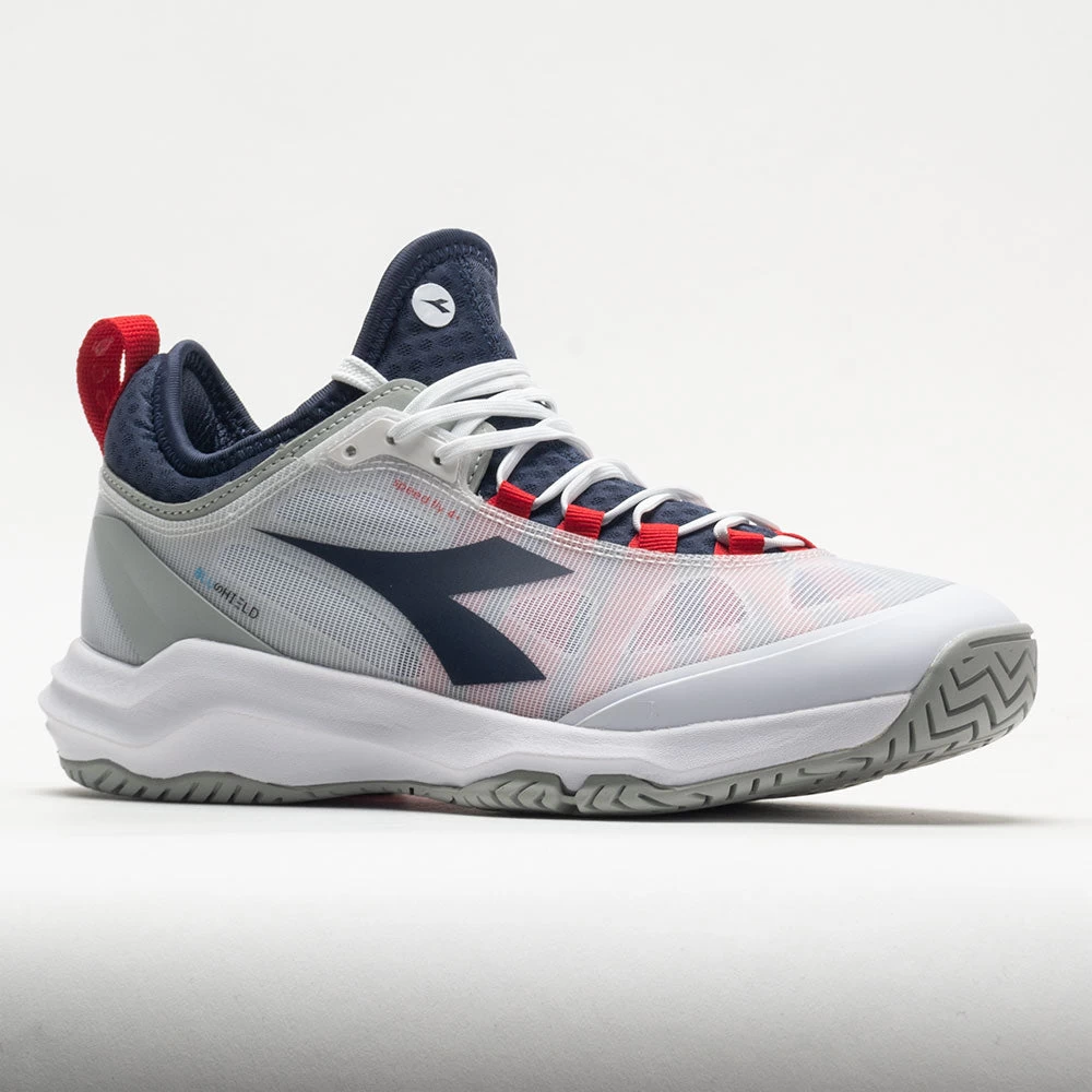 Diadora Blushield Fly 4+ Men's White/Blue Corsair/Fiery Red 5 Diadora Blushield Fly 4+ Men's White/Blue Corsair/Fiery Red - Image 5